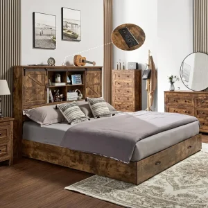 King Size Wooden Storage Bed
