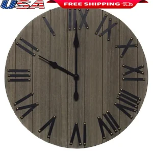 Rustic Farmhouse Wall Clock Vintage Roman Numerals