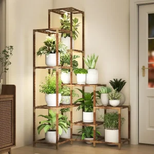 Corner Plant Stand with Grow Lights