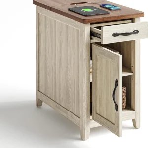 Farmhouse End Table with Charging Station