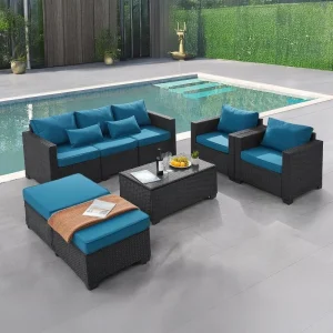 6 Pieces Outdoor Patio Furniture Sets with Furniture Cover