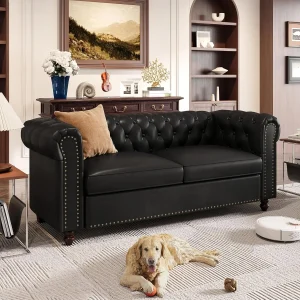 Chesterfield Faux Leather Sofa Couch