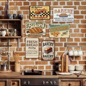 Vintage Bakery Metal Tin Sign Set